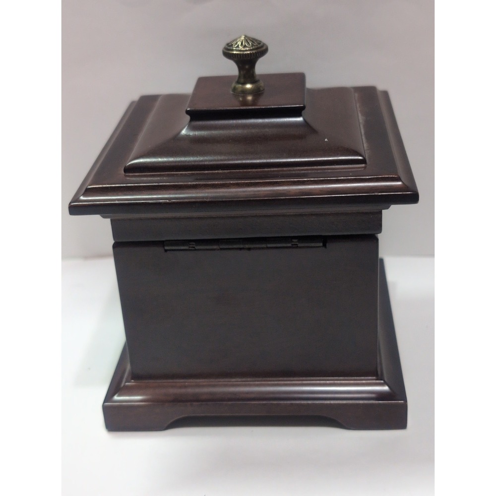 Bombay Company Musical Jewelry Ring Box Mahogany Wood Green Velvet Lined Vintage - Picture 6 of 13